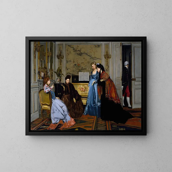 Elegante figuren in een woonkamer - Alfred Stevens — ingelijst kunstwerk aan de muur