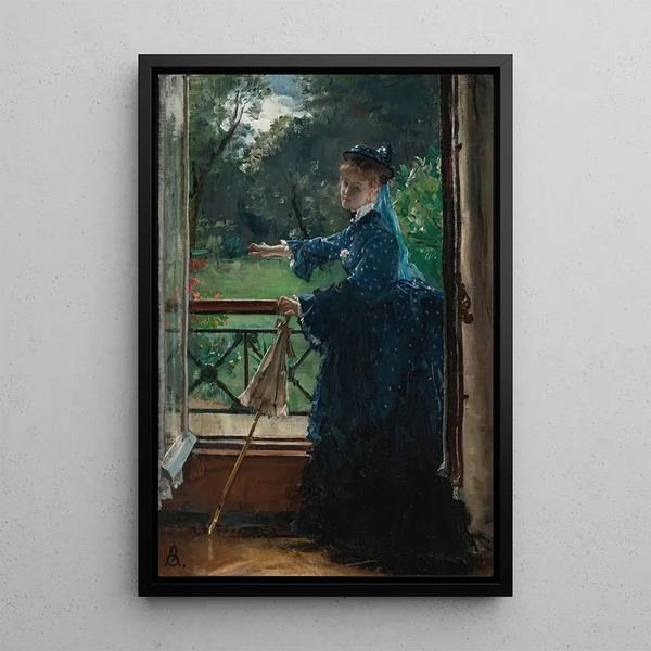 Vrouw op het balkon - Alfred Stevens — ingelijst kunstwerk aan de muur