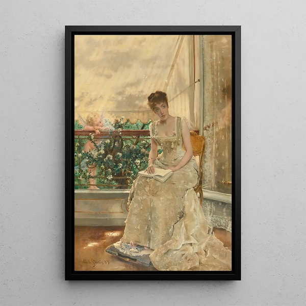 De vrouw en de liefde, de liefde die komt - Alfred Stevens — ingelijst kunstwerk aan de muur