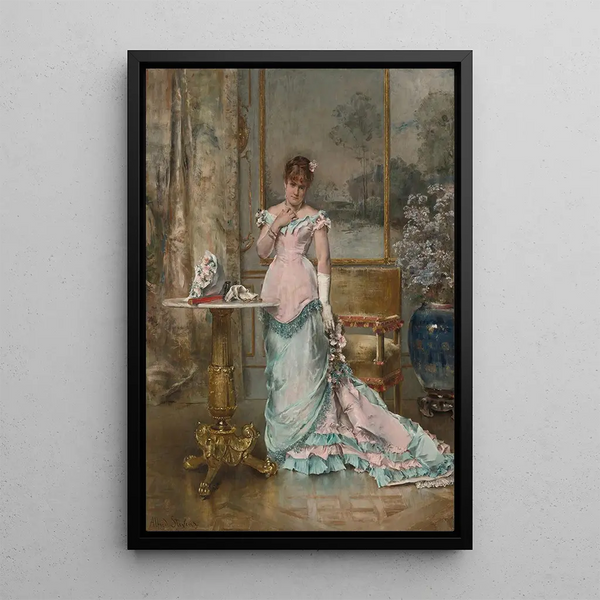 L'attente - Alfred Stevens — ingelijst kunstwerk aan de muur