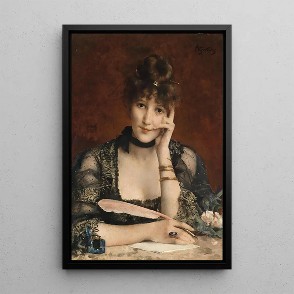 La lettre - Alfred Stevens — ingelijst kunstwerk aan de muur