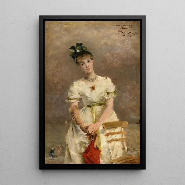 Reproductie van het schilderij Jonge vrouw aan de rand van de zee - Alfred Stevens