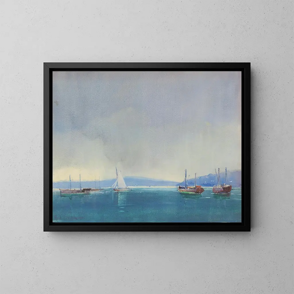 Evening after the rain in Auckland - Alfred Walsh — framed artwork on a wall