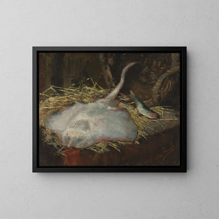 Natuurstudie met rog en haring - Alfred William Finch — ingelijst kunstwerk aan de muur