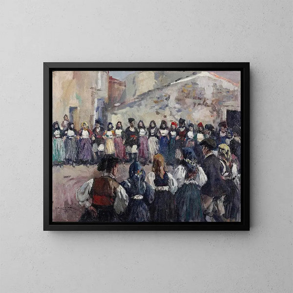 Sardijnse Dans - Alfredo Vaccari — ingelijst kunstwerk aan de muur