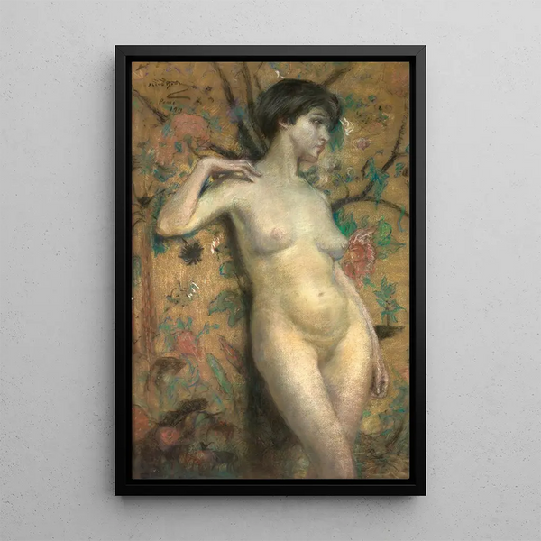Nu devant un paravent - Alice Pike Barney — ingelijst kunstwerk aan de muur