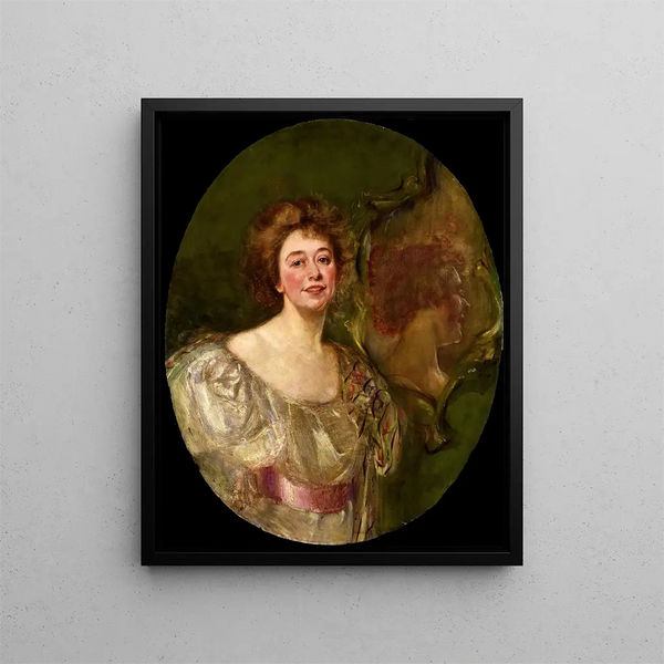 Zelfportret gereflecteerd in een spiegel - Alice Pike Barney — ingelijst kunstwerk aan de muur