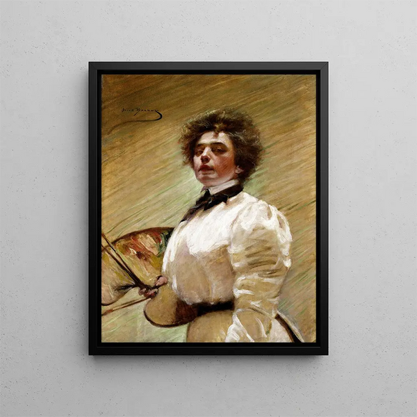 Zelfportret met palet - Alice Pike Barney — ingelijst kunstwerk aan de muur