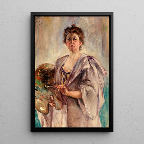 Zelfportret in schilderijjurk - Alice Pike Barney — ingelijst kunstwerk aan de muur