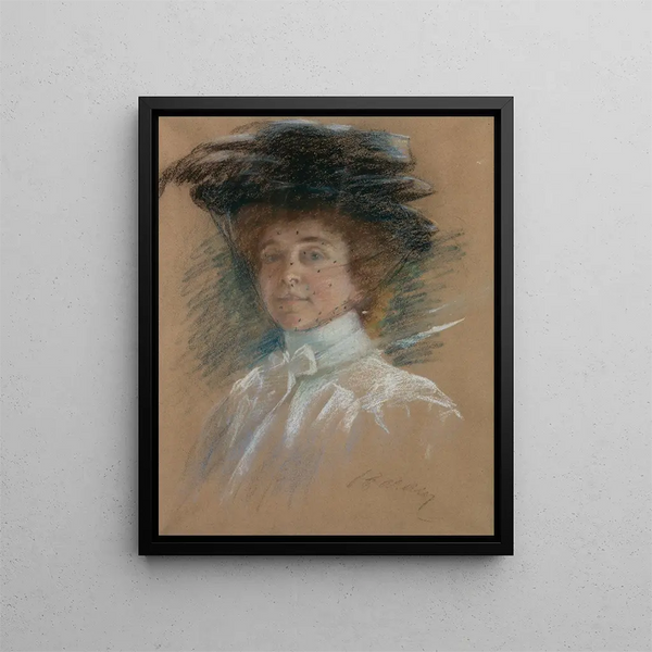 Zelfportret met hoed en sluier - Alice Pike Barney — ingelijst kunstwerk aan de muur
