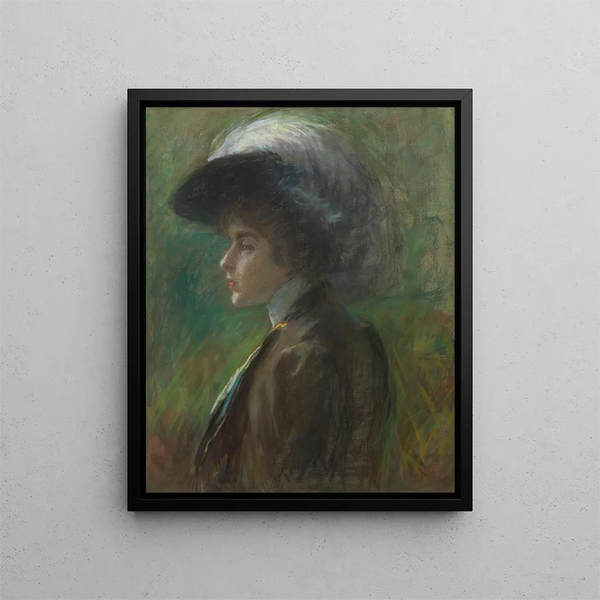 Het hoedje met veren - Alice Pike Barney — ingelijst kunstwerk aan de muur