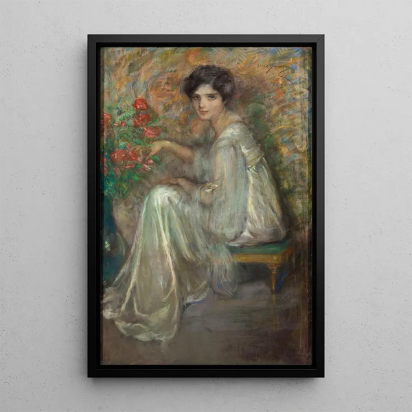 Jonge vrouw met rozen - Alice Pike Barney — ingelijst kunstwerk aan de muur