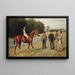van het renpaard Kingswood met C. Wood, de trainer Sherrad en Sir G. Chetwynd Bart, Lord Lurgan en M. E.H. Benson in de buurt - Allen Culpeper Sealy — ingelijst kunstwerk aan de muur