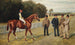 van het renpaard Kingswood met C. Wood, de trainer Sherrad en Sir G. Chetwynd Bart, Lord Lurgan en M. E.H. Benson in de buurt - Allen Culpeper Sealy — weergave van het kunstwerk