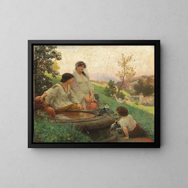 At the edge of the fountain - Alois Hans Schram — framed artwork on a wall
