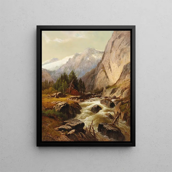 Bergbeek - Alois Wolf — ingelijst kunstwerk aan de muur