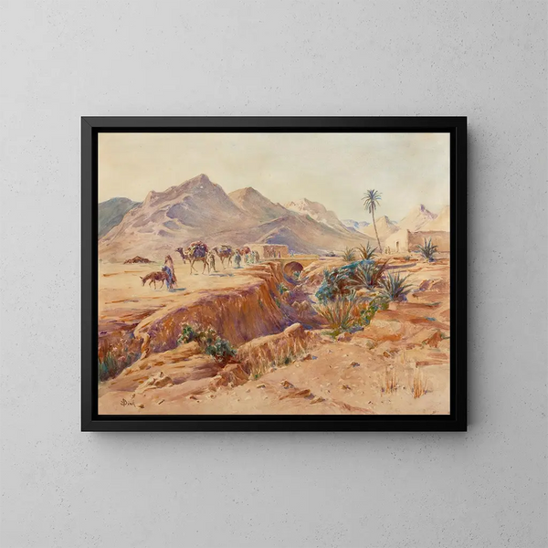 Caravan at Bou Sada - Alphonse Birck — framed artwork on a wall