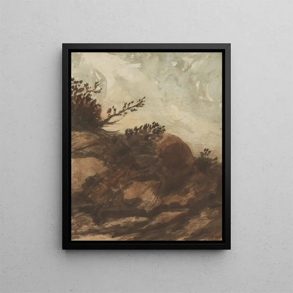Sunset on the Hill - Alphonse Legros — framed artwork on a wall