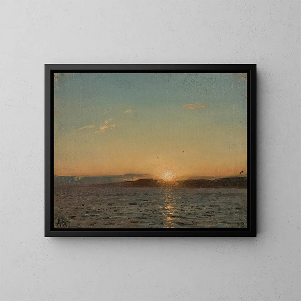 Zonsondergang bij Hvaler - Amaldus Nielsen — ingelijst kunstwerk aan de muur