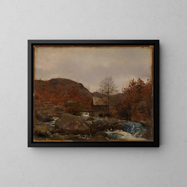 Moulin à Frostestad près de Mandal - Amaldus Nielsen — ingelijst kunstwerk aan de muur
