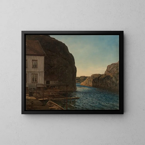 Olafsundet in NyHellesund - Amaldus Nielsen — ingelijst kunstwerk aan de muur