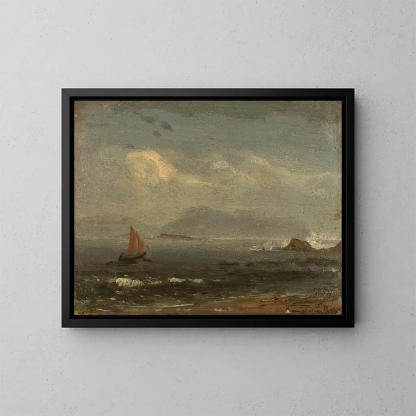 Sfeervol regenachtig schilderij van Nua Ryvingen - Amaldus Nielsen — ingelijst kunstwerk aan de muur