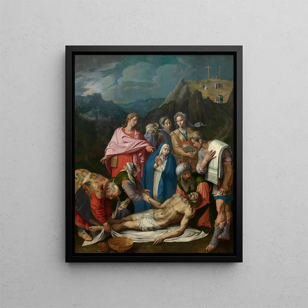 the Descent from the Cross by Ambrosius Francken I. — framed artwork on a wall