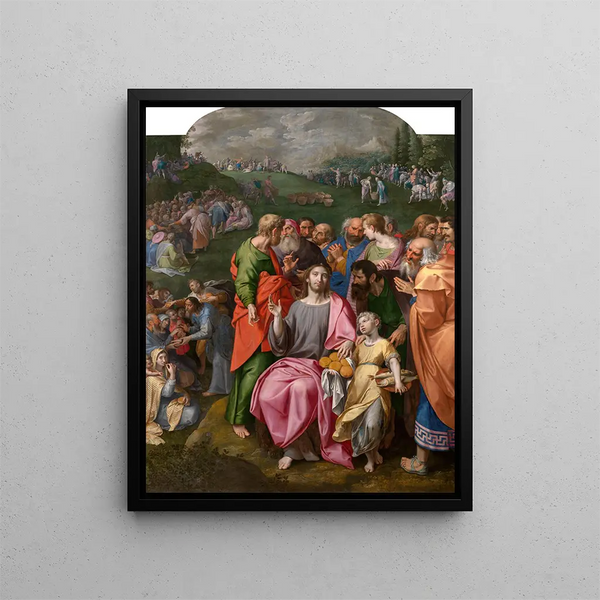 The multiplication of loaves and fishes - Ambrosius Francken I. — framed artwork on a wall