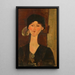 Beatrice Hastings voor een deur - Amedeo Modigliani — ingelijst kunstwerk aan de muur