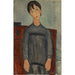Meisje staand in een zwart schort - Amedeo Modigliani — weergave van het kunstwerk