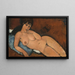 Nu op een blauwe kussen - Amedeo Modigliani — ingelijst kunstwerk aan de muur