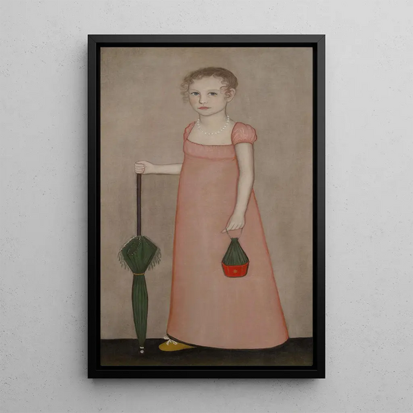 Portrait of Harriet Campbell - Ammi Phillips — framed artwork on a wall