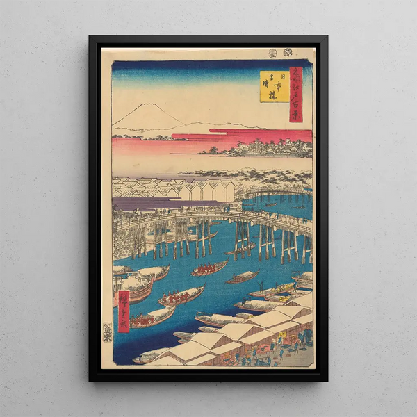 Nihonbashi Clear Weather after Snow Nihonbashi Yukibare - Andō Hiroshige — framed artwork on a wall
