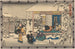 Oishi verlaat het huis onder de sneeuw - Andō Hiroshige — weergave van het kunstwerk