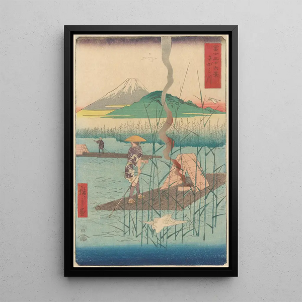 Reproduction of the painting Radeau Shoshiyu among the reeds - Andō Hiroshige