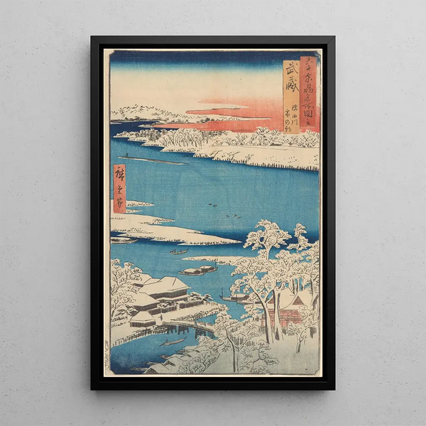 Reproduction of the painting Snow scene on the riverbank Islet - Andō Hiroshige