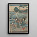 Drie vrouwen en golven - Andō Hiroshige — ingelijst kunstwerk aan de muur