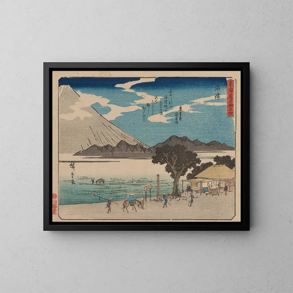 Tokaido gojusantsugi, planche 13 - Andō Hiroshige — framed artwork on a wall