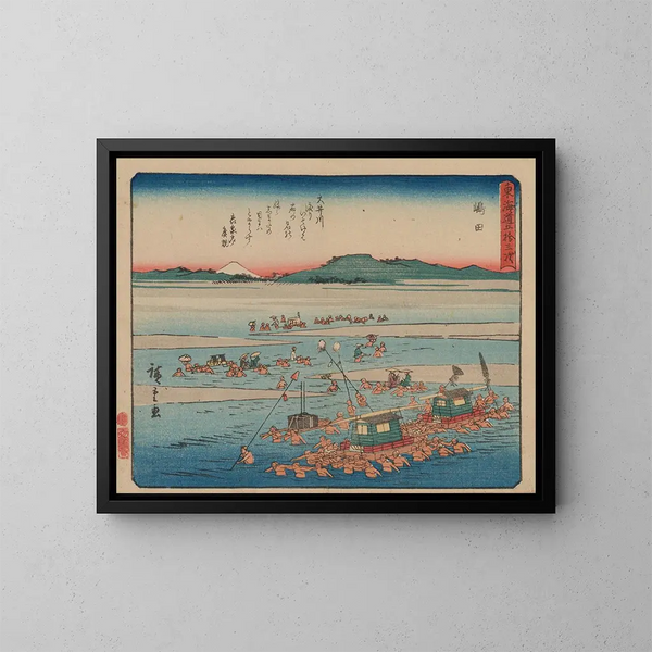 Tokaido gojusantsugi, planche 24 - Andō Hiroshige — framed artwork on a wall