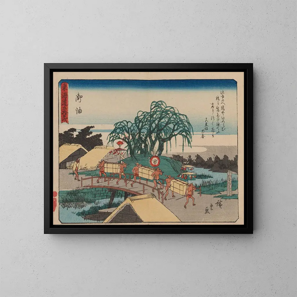 Tokaido schilderij, vijfenveertig stations, plaat 36 - Andō Hiroshige — ingelijst kunstwerk aan de muur