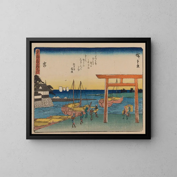 Tokaido schilderij, vijfenveertig stations, plaat 42 - Andō Hiroshige — ingelijst kunstwerk aan de muur