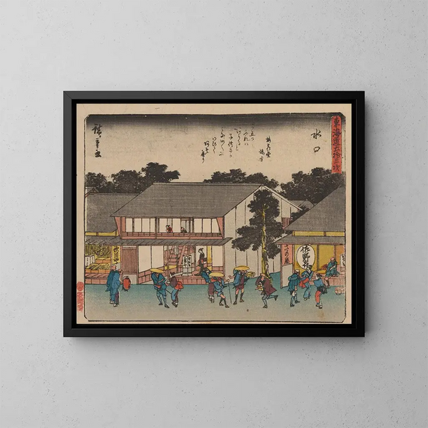 Tokaido, vijftigste station - Andō Hiroshige — ingelijst kunstwerk aan de muur