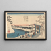 van bomen, huizen, mensen, eenden op de rivier - Andō Hiroshige — ingelijst kunstwerk aan de muur