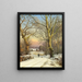 Winterdag in het bos van Noord-Zeeland Een man wandelt met de hond - Anders Andersen-Lundby — ingelijst kunstwerk aan de muur