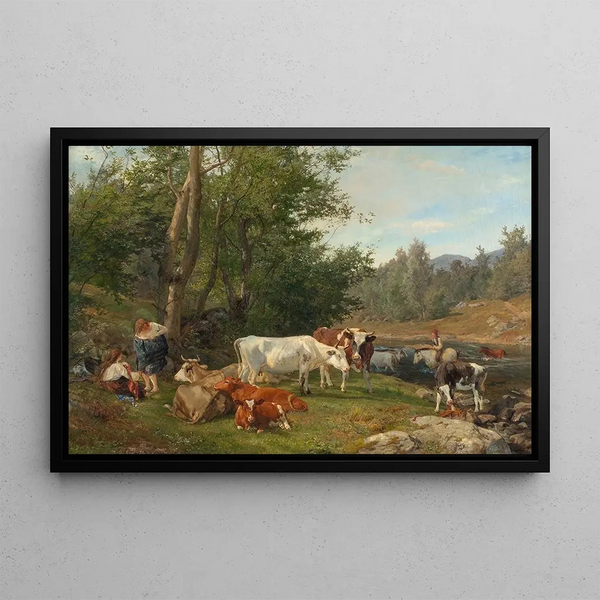 Landscape with Livestock - Anders Askevold — framed artwork on a wall