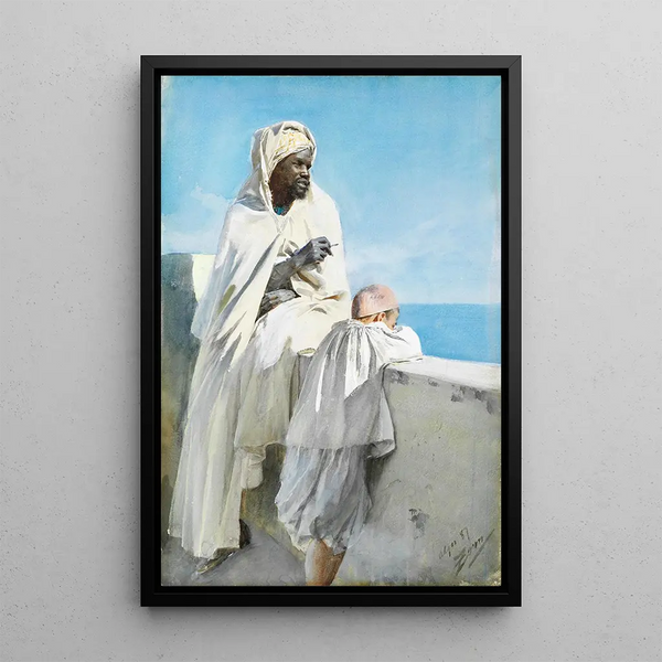Man en jongen in Algiers - Anders Zorn — ingelijst kunstwerk aan de muur