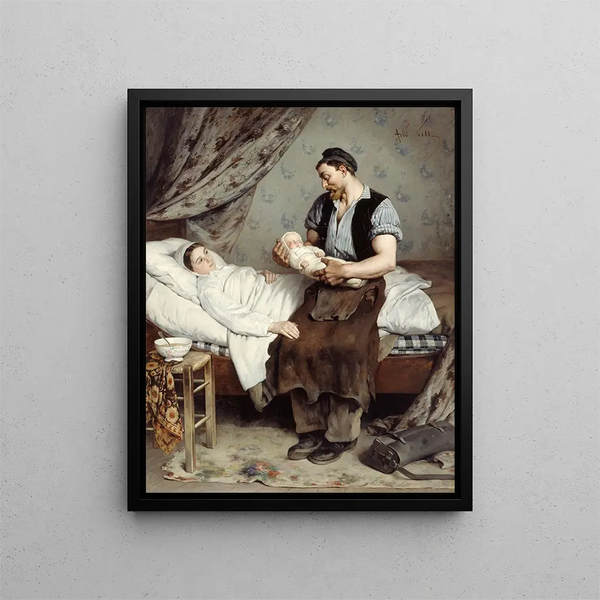 The Newborn - André Gill — framed artwork on a wall