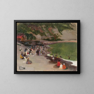 Andr Victor douard Devambez - Vue anime de la plage dYport.webp