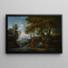 Landschap met een visser en een vrouwelijke figuur bij een rivier - Andrea Locatelli — ingelijst kunstwerk aan de muur