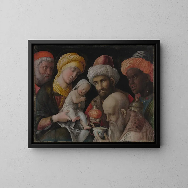 Adoration of the Magi - Andrea Mantegna — framed artwork on a wall